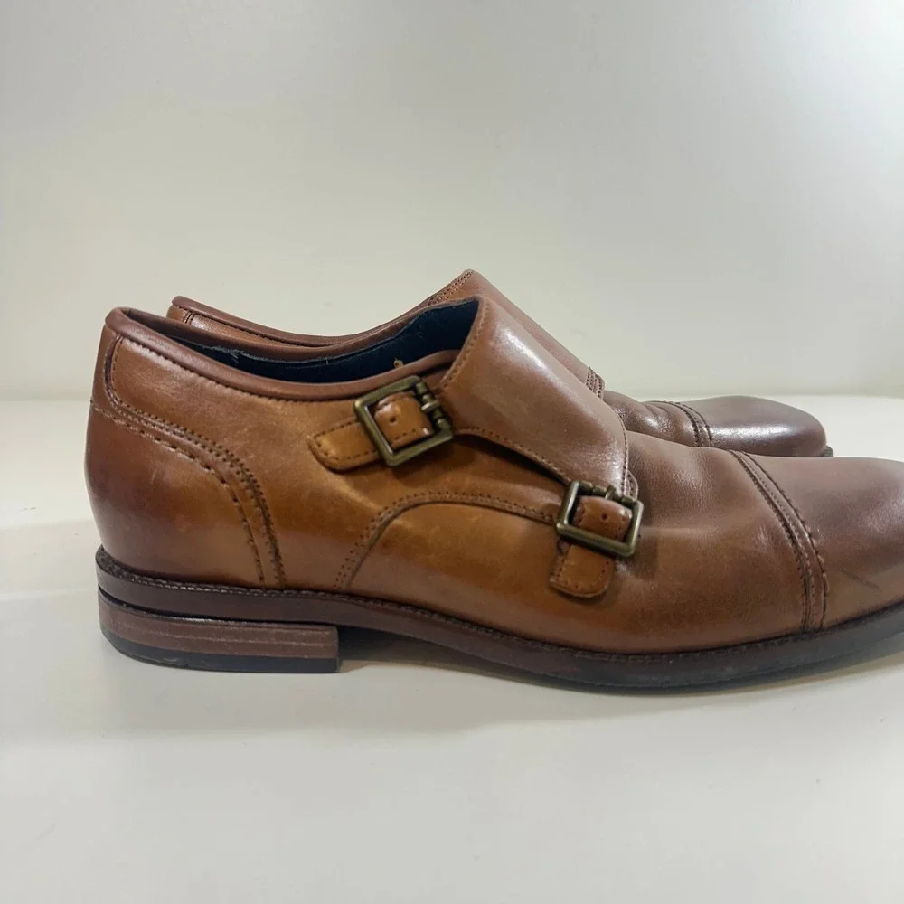 Cole Haan Grand 360 Men 8M British Tan Leather Double Monk Strap Shoes C29035